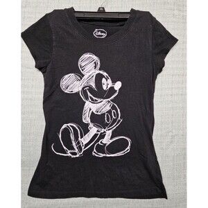 Disney Mickey Mouse Chalk Sketch Graphic T-Shirt Child Medium 6–7 Black Pre-Own